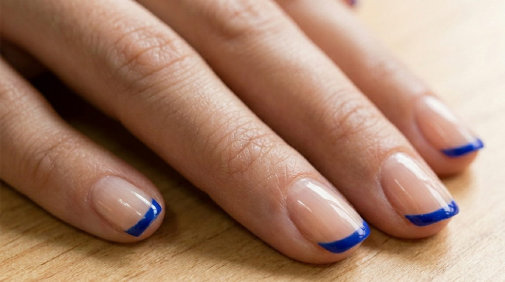 Uñas con french azul 