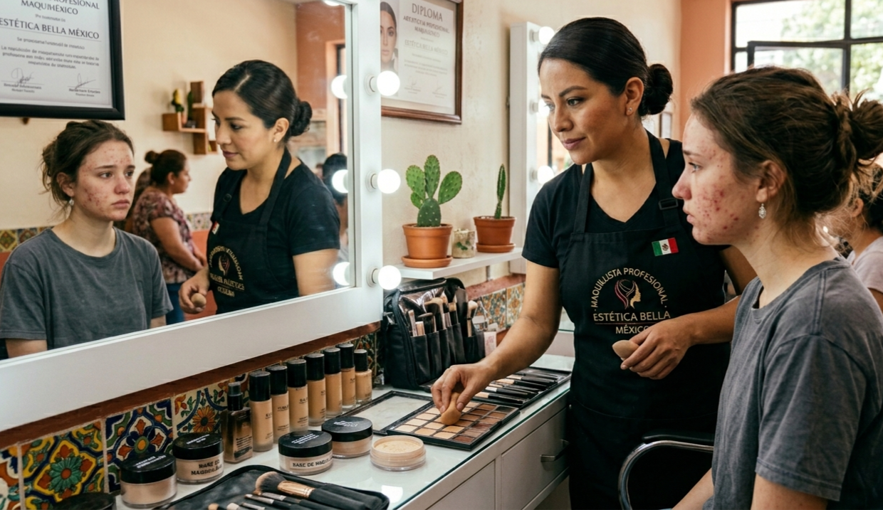 Maquillaje en pieles con acné