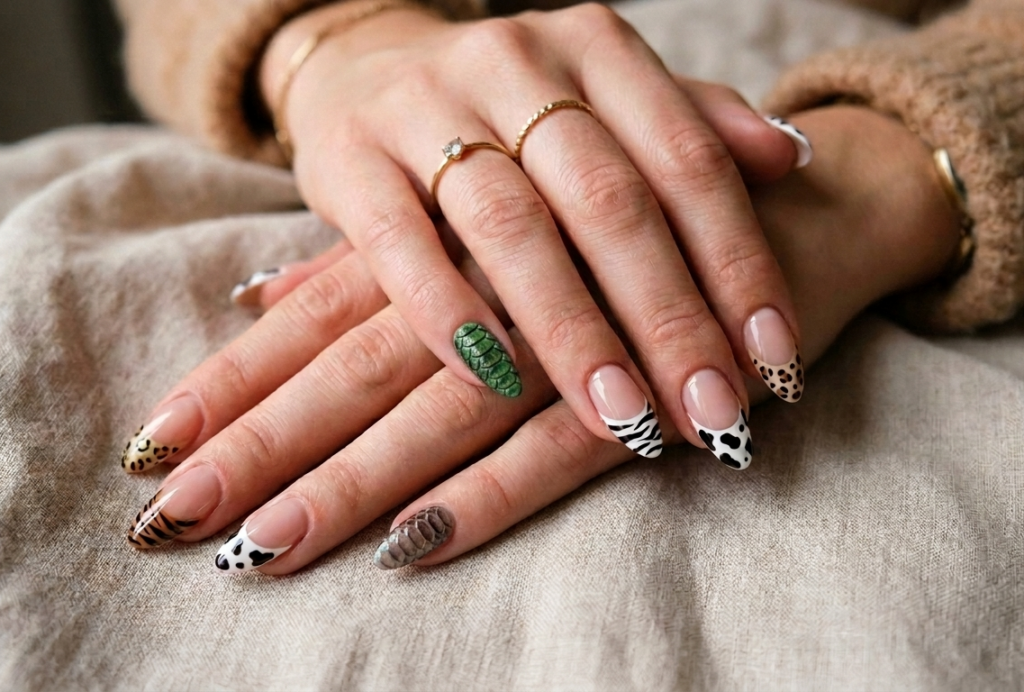 Uñas con french de animal print EBIO 2026